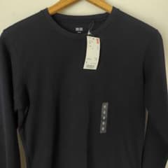 新品★未使用　UNIQLO　UNIQLO　スーピマコットンクルーネックT　S　紺