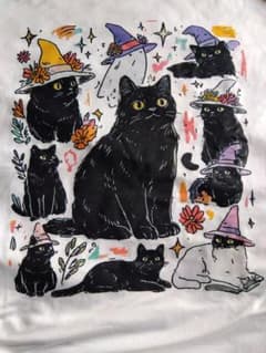 【3L☆未使用】猫ちゃん 魔女の帽子 Tシャツ ハロウィンのサムネイル