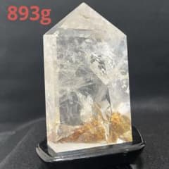 ブラジル産 水晶ポイント約700g 透明×ミルキーの美結晶　天然石原石　台座付き 台座付き ブラジル産 水晶ポイント 約713g 天然石 原石 六角柱