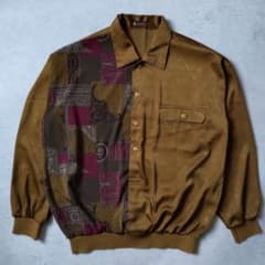 vintage 長袖シャツ ブルゾン 日本製 L デザインシャツ キャラメルのサムネイル