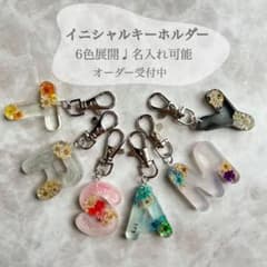 名入れ無料☆6色展開】イニシャルキーホルダー レジンチャーム 名前