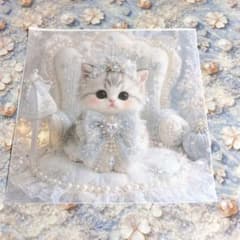 未使用 可愛い猫ちゃんパネル生地＆デニム風レースクロバー柄生地