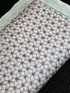 刺し子ふきん完成品　麻の葉の花のサムネイル