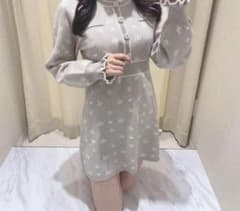 evelyn ロゴニットワンピース グレーのサムネイル