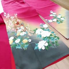 希少カラー&逸品&極美品【成人式 正絹 和装小物 着物 振袖 留袖 和 訪問着】 色合い鮮やかな逸品&極美品【正絹 和装小物 着物 振袖 留袖 訪問着 黒