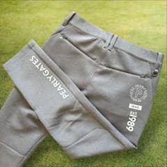 現行モデル　パーリーゲイツ　パンツ　グレー　白　M〜L相当　ダンボールニット　4 現行モデル パーリーゲイツ パンツ グレー 白 M〜L相当 ダンボール