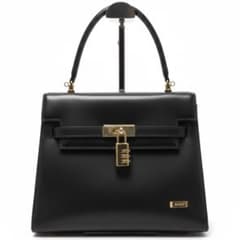 本物】BALLY トップハンドルバッグ 本革レザー 黒 ターンロック y2k