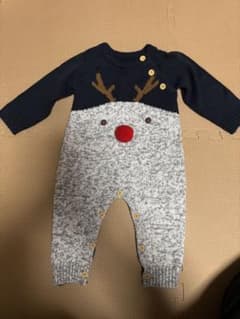 トナカイデザイン ニットロンパース　クリスマスのサムネイル