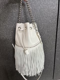 J&M DAVIDSON フリンジ カーニバル ホワイト ショルダーバッグ M 