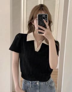DAZY◇コントラストカラー パフスリーブ Tシャツのサムネイル