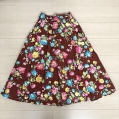 美品 KENZO ケンゾー 花柄 巻きスカート ラップスカート ブラウン M