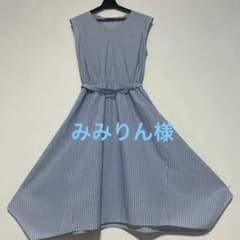 ワンピース　ロング　水色ストライプ　夏物のサムネイル