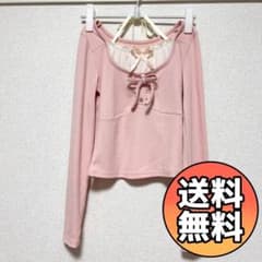 【新品同様】リボン＆レースアップ ピンク トップス 量産型 地雷系のサムネイル