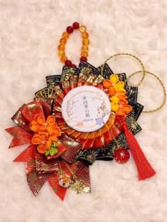 花火ライン|金魚すくい　ハンドメイド ロゼット 和風　つまみ細工　赤橙黒のサムネイル