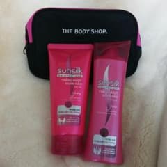 新品未使用シャンプーセット！sunsilk【BODYSHOPのポーチ付き】のサムネイル