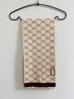 GUCCI グッチ マフラー GG柄 ウェブストライプ ベージュ ブラウン