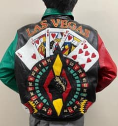レザージャケット トランプ柄　ライダースのサムネイル