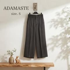 ADAMASTE アダマスト ワイドパンツ スラックス S 無地 ブラック 美品