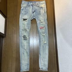 mnml スキニーデニム ダメージ加工 ライトブルーのサムネイル