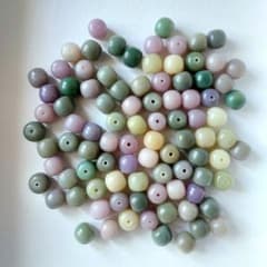 樽型　菩提ビーズ　緑・紫系　75g