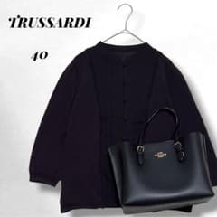 【TRUSSARDI】Long-sleeved blouse / Elegant / Sophisticated / Cotton blend / Sheer / Women's / Size 40