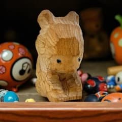 古玩 熊ボッコ ガラス目 くま 木彫り 熊彫 アイヌ美術 北海道 民