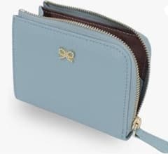 【新品】本革 L字型ファスナー ミニ財布 ライトブルー 小銭ケースのサムネイル