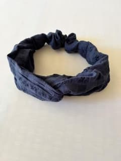 11ハンドメイド リネンクロスターバンヘアバンド ネイビーのサムネイル