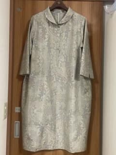 着物リメイク☆489大島紬コクーンチュニックワンピース／サイズL～LL