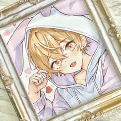 よ*こ様 【小色紙】 手描き アナログ オリジナル 原画 男の子 イラスト