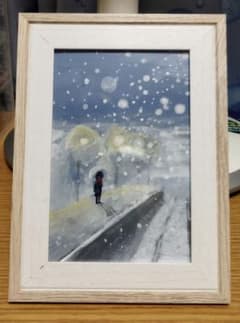 手描き雪景色 アートフレーム 額縁入りのサムネイル