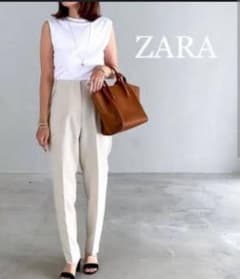 【新品未使用】ZARA ハイウエストパンツ　オフホワイトのサムネイル
