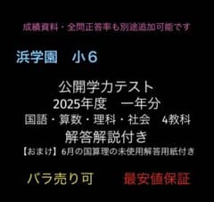 浜学園 小6 公開テスト 国算理社 4教科 解答解説付き 2025年度最新版