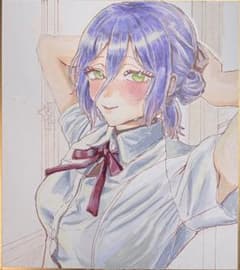 チェンソーマン レゼ 手描きイラスト 色紙 ファンアート - メルカリ