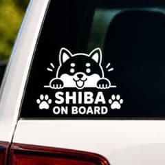 【柴犬 SHIBA ON BOARD カッティングステッカー（ホワイト）】のサムネイル