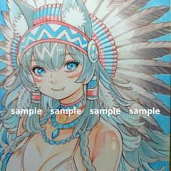 手描きイラスト 362】オリジナルアナログ原画色紙 水彩「気高き
