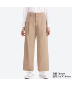 UNIQLO ハイウエストチノワイドパンツ ベージュ 64cmのサムネイル