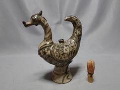 コレクター収集品　タイ　カロン鉄絵 唐草紋 クジャク形　水注15～16世紀 コレクター収集品 タイ カロン鉄絵 唐草紋 クジャク形 水注15
