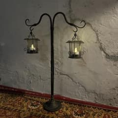 【激レア】鉄製 アンティーク調キャンドルスタンド 2灯式 ランタン インテリア 激レア】鉄製 アンティーク調キャンドルスタンド 2灯式 ランタン