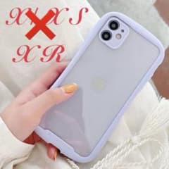 iPhone XR 케이스 퍼플 클리어 렌즈 커버 스트랩 홀