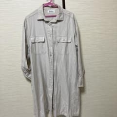 ベージュ 長袖 シャツワンピースのサムネイル