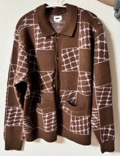 OBEY 襟付き ニットカーディガン ブロックチェック XLサイズのサムネイル