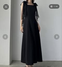 ブラック シースルー袖 ロングワンピースのサムネイル