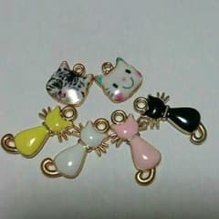 同梱値引き★ネコ　ねこ★ハンドメイド*チャーム　⑥種のサムネイル