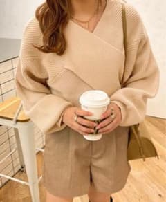 【apres jour clair】2wayクロスニット ベージュ　値下げ交渉可のサムネイル
