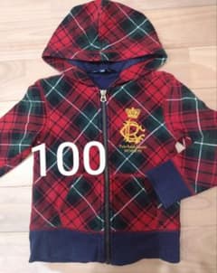 ポロ　ラルフローレン　パーカー　100　フーディー　ジャケット　赤　紺　チェック