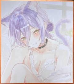 チェンソーマン レゼ 猫 手描きイラスト ファンアート 小色紙 アナログ チェンソーマン レゼ 猫 手描きイラスト ファンアート 小色紙 アナログ