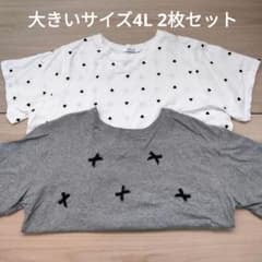 大きいサイズ4Lハートドットリボン半袖Tシャツ2枚セットのサムネイル