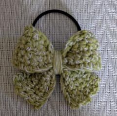 ハンドメイド かぎ針編み リボンヘアゴムのサムネイル