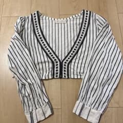 beams ストライプ Vネック クロップドシャツ Sのサムネイル